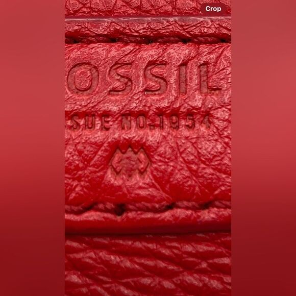 Fossil Multifunction Wallet Red Leather Zippered Trifold Gray Interior EUC - Picture 16 of 16